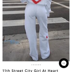 White Fox Boutique City Girl At Heart Wide Leg Sweatpants Cherry Glaze XXS NWT